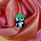 Grumpy Panda Bamboo Hat Enamel Pin Badge | Pincredible
